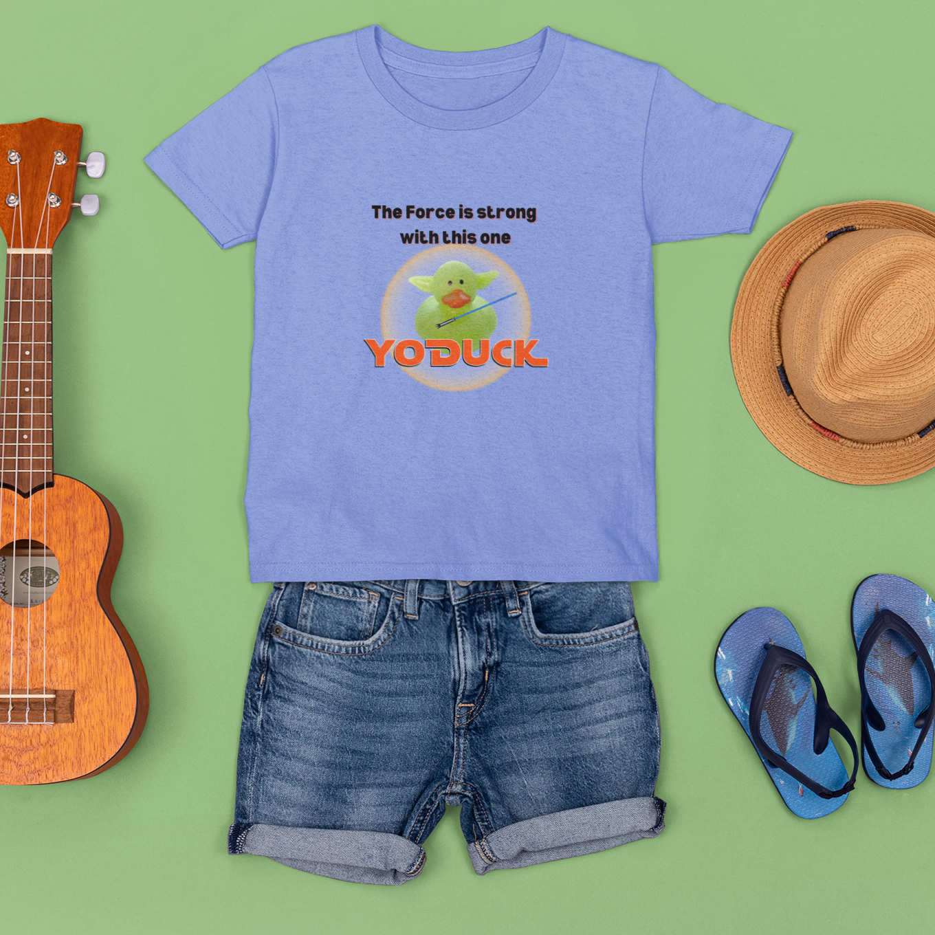 Force is Strong with this one Yoduck Toddler Short Sleeve Tee 2T - 5T